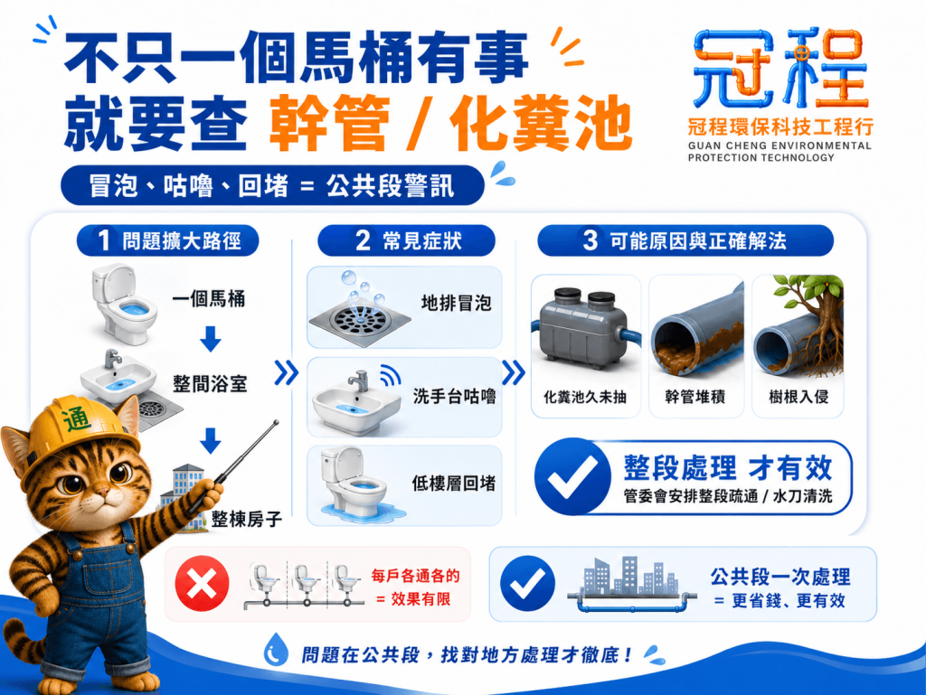 不只一個馬桶有事，就要查幹管或化糞池