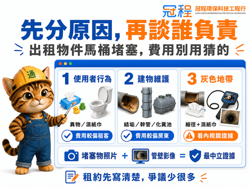 先分原因，再談誰負責，出租物件馬桶堵塞，費用不用猜