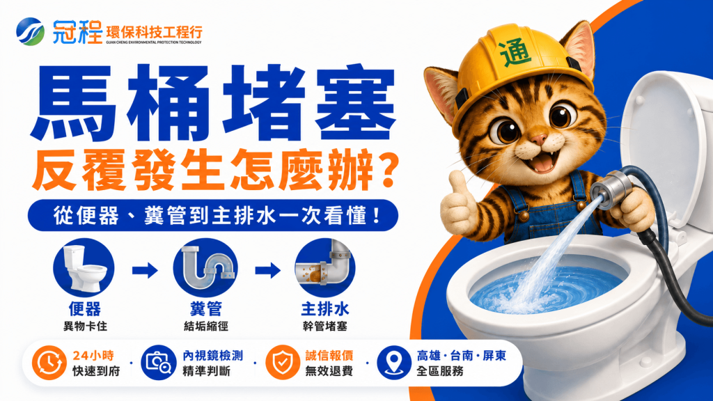 反覆發生馬桶堵塞怎麼辦？沒關係找冠程幫你一次疏通徹底
